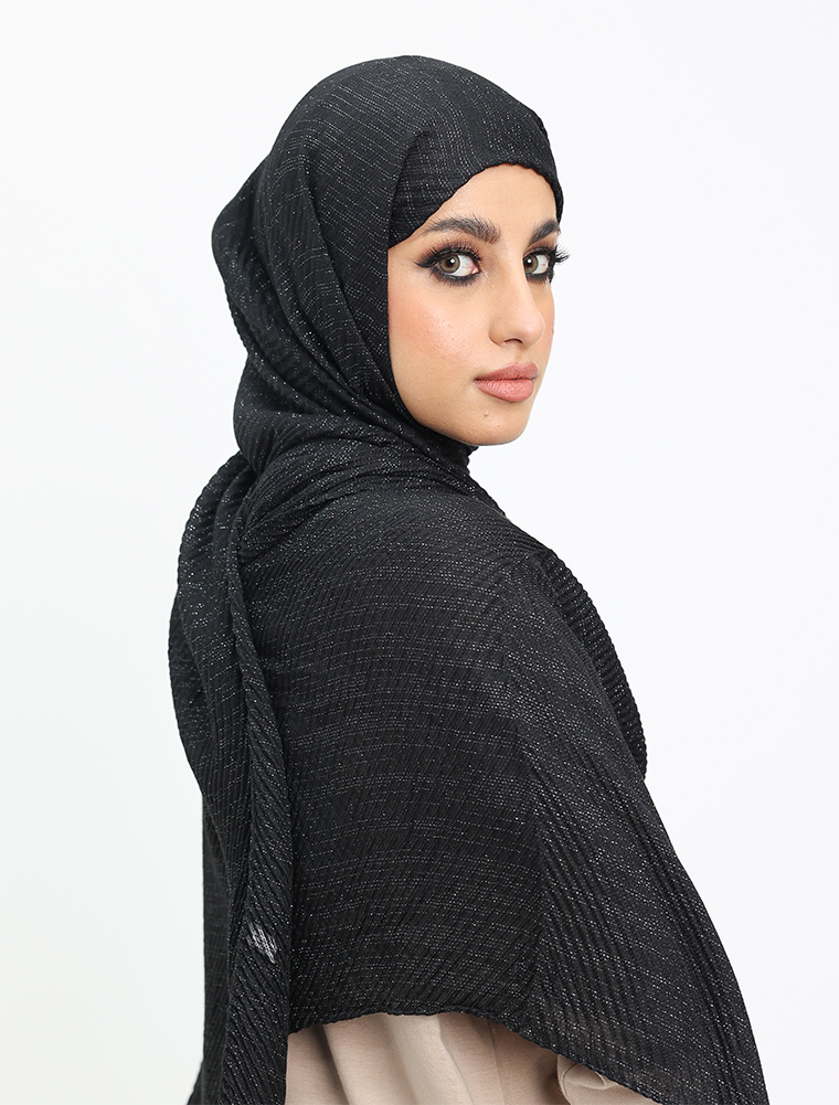 Black Crinkle Lurex Hijab